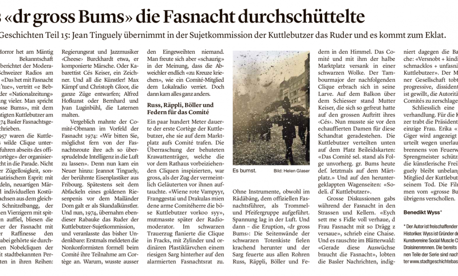 Artikel über Jean Tinguely in der Basellandschaftlichen Zeitung